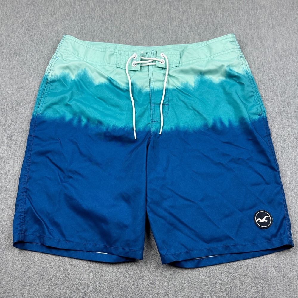 Hollister Board Shorts Mens 36 Blue Swim Trunks Surf Beach Drawstring‎ Outdoor
